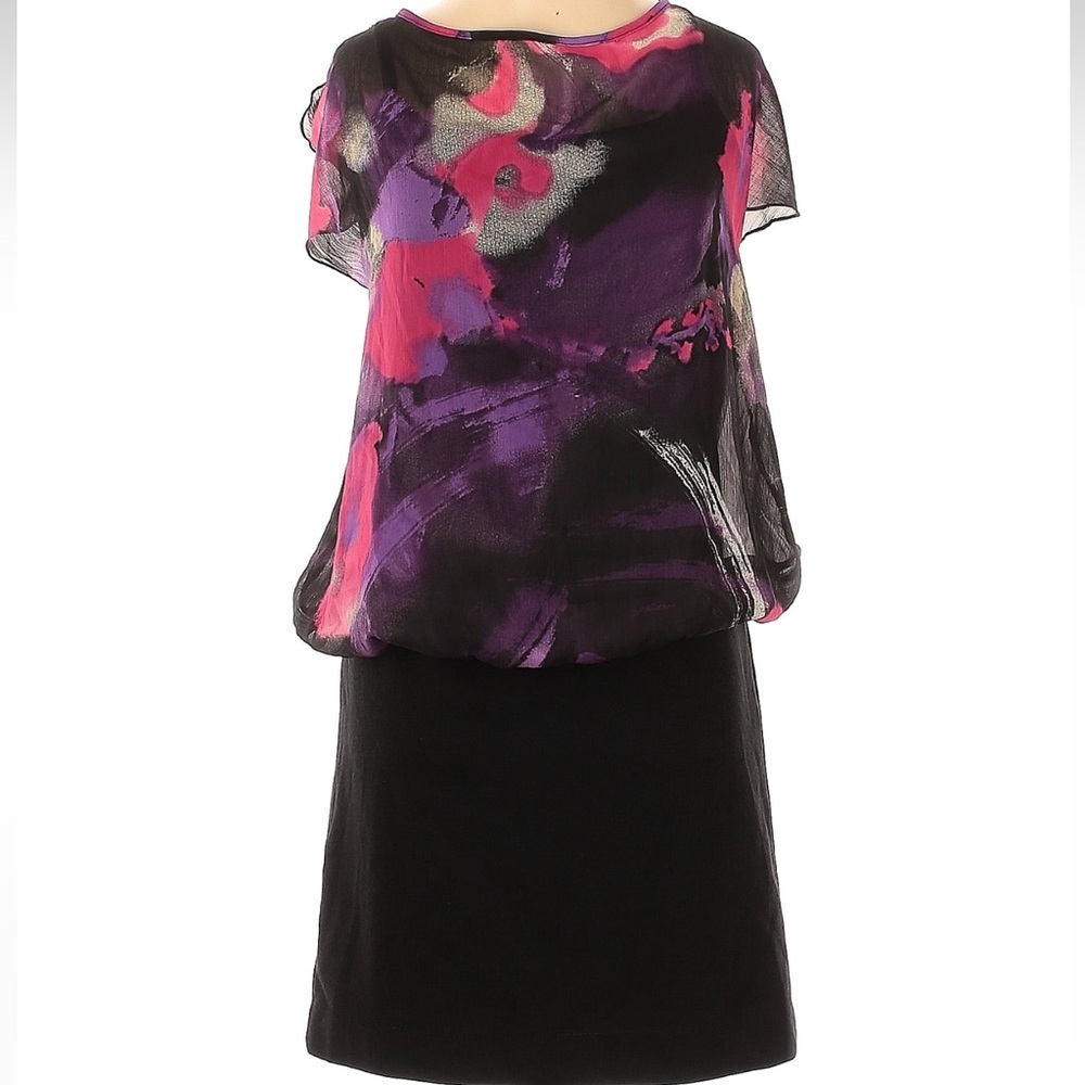 VTG 80s 90s Rampage Black and Purple Women's Dress Sheer Overlay